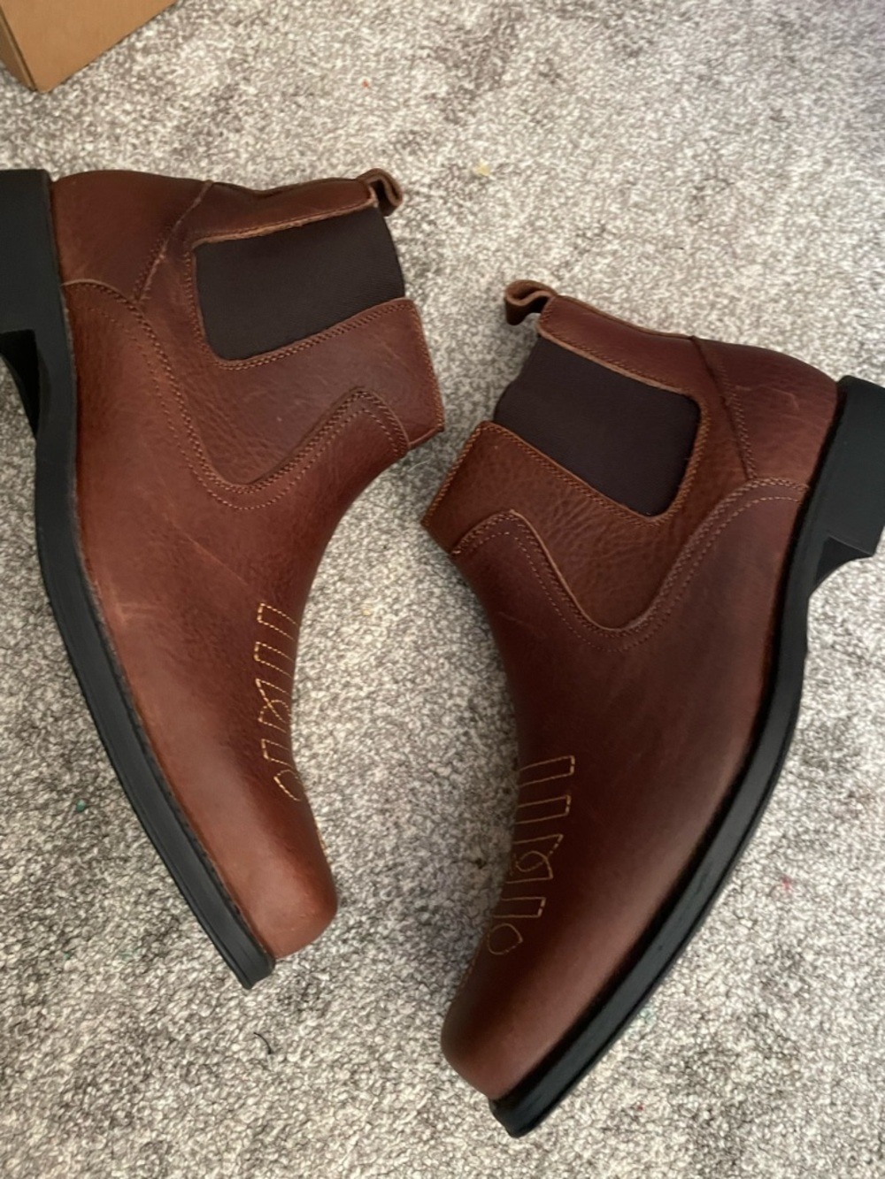 Arcbrothers Brown Leather Square Toe Chelsea Boots Mens - Picture 10 of 17